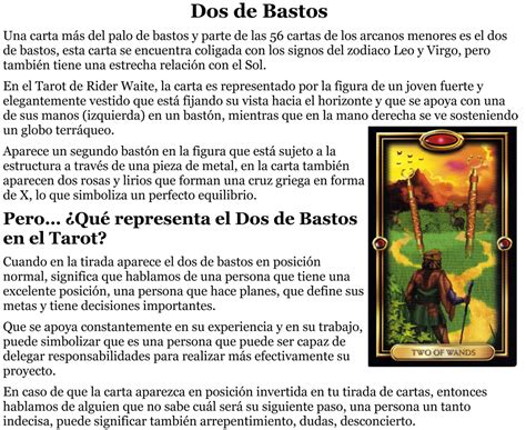 TAROT DOS DE BASTOS. Descubre su significado。